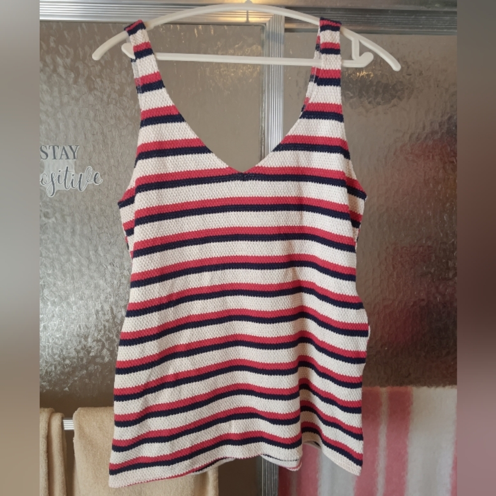 Show Me Your MuMu Striped Knit Tank Top in Red, Navy, and White Size S